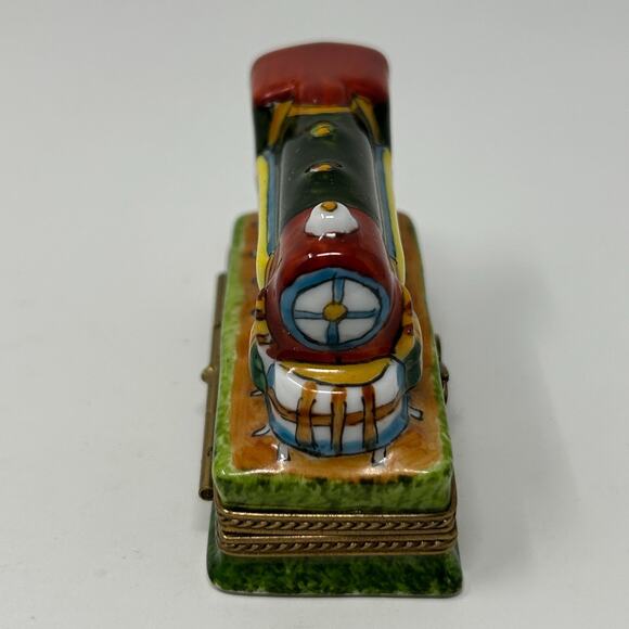 Limoges France Peint Main Porcelain Hinged Train Engine Trinket Box Collectible - Picture 4 of 8